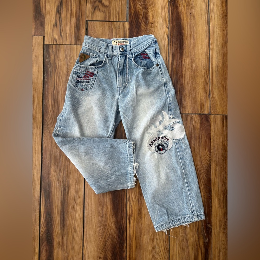 Vintage Y2K Akademiks Hip Hop Embroidered Stonewashed Jeans - Boys Sz 6